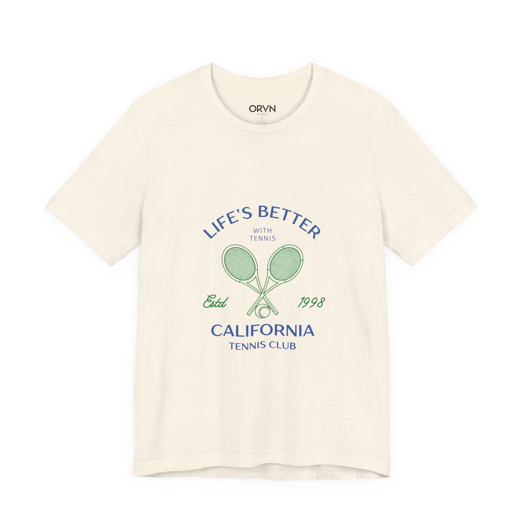 California Tennis Club Tee, "Life's Better" Vintage Tennis Graphic T-Shirt