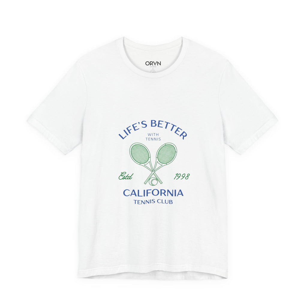 California Tennis Club Tee, "Life's Better" Vintage Tennis Graphic T-Shirt