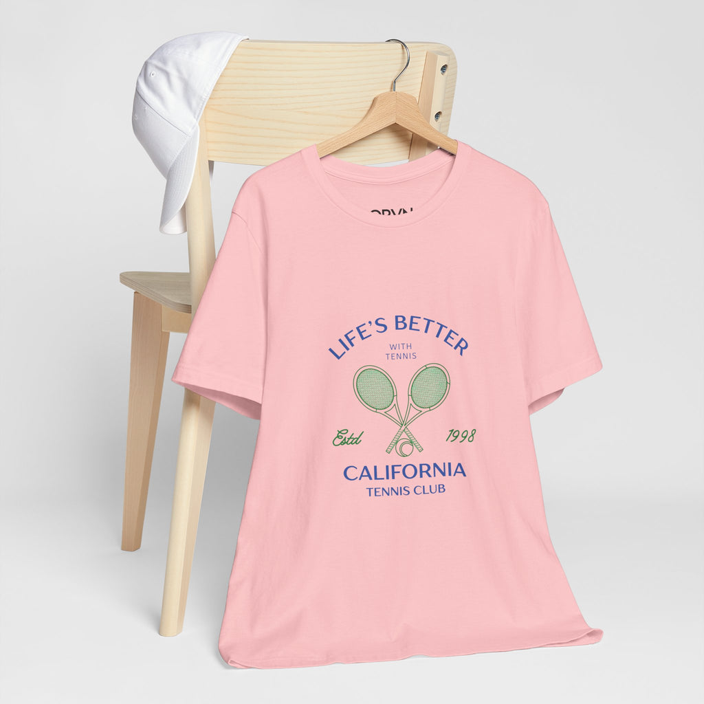 California Tennis Club Tee, "Life's Better" Vintage Tennis Graphic T-Shirt